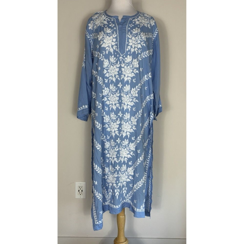 House of Chikankari Cotton Hand Embroidered Kurta Tunic Soft Runs Small